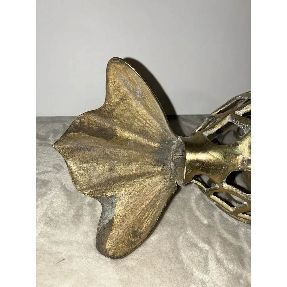 Vintage Rosenthal-Netter Brass Open Scale Hanging Koi Fish Lantern Set (2)‎